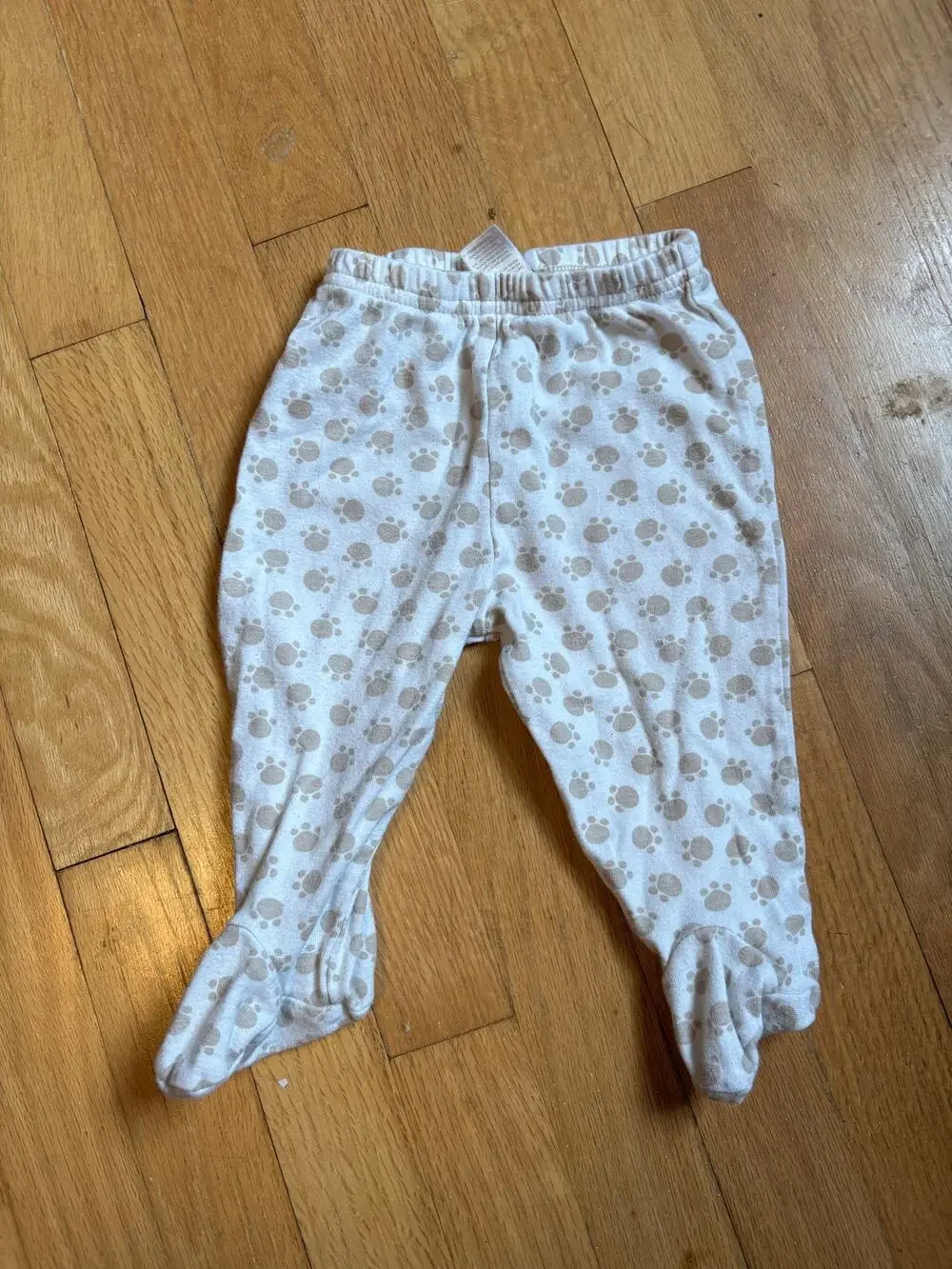 Carter's 6M Paw Print Footed Pants - 100% Cotton, Cute Animal Print